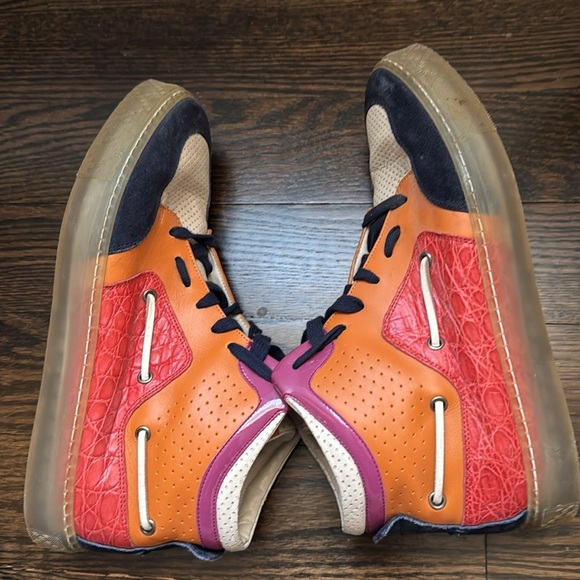 🟤 AUTHENTIC GUCCI HIGH-TOP SNEAKERS MULTICOLOR PVC 309521-Men’s Size 8 - Picture 7 of 13